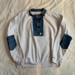 Vintage White Sweatshirt with Denim